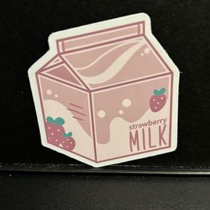 STRAWBERRY MILK CARTON STICKER